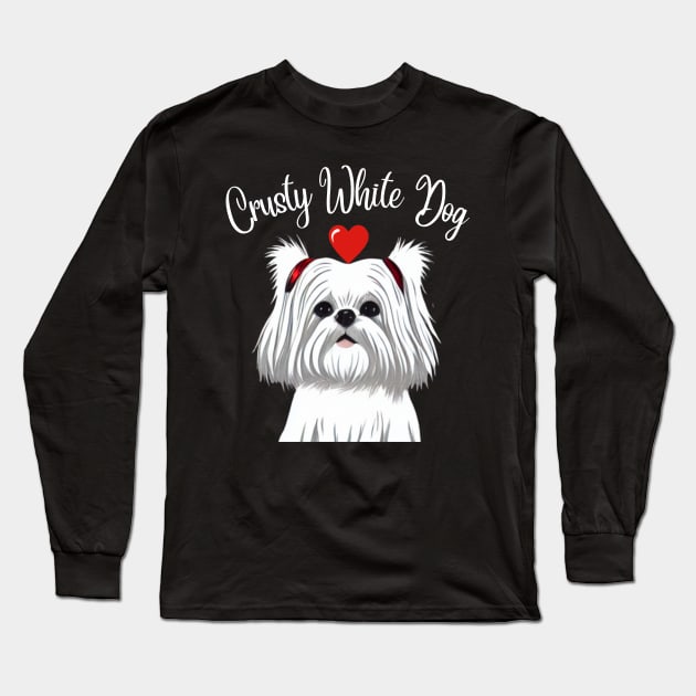 Cute Crusty White Dog Loves Mom As A Shih Tzu Girl Long Sleeve T-Shirt by Mochabonk